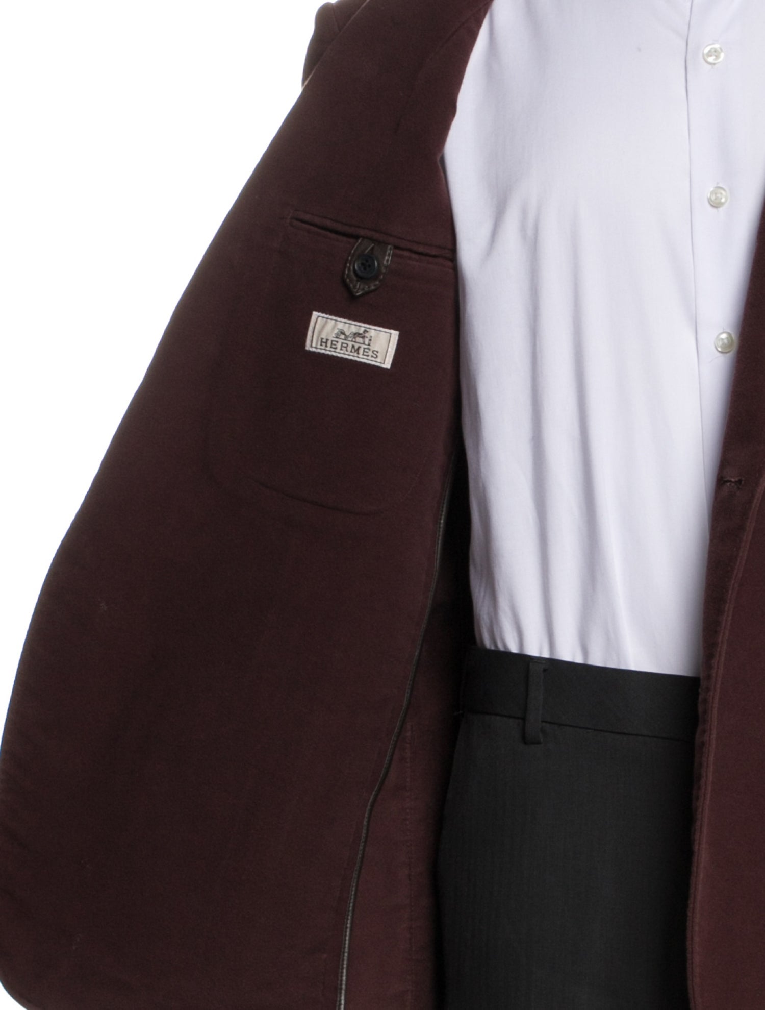 Hermès Leather Trim Embellishment Blazer
